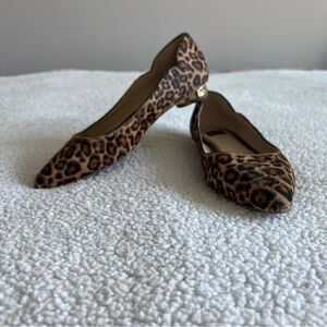 White House Black Market Bellamy Calf Hair Leopard Print Flats Size 6.5